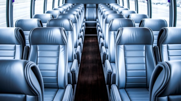 56 passenger charter bus interior sunrise
